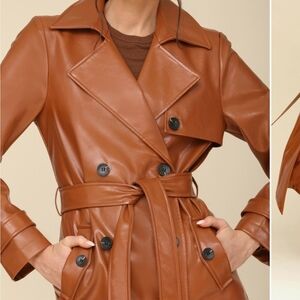 Women's Brown Double-Breasted Trench Coat